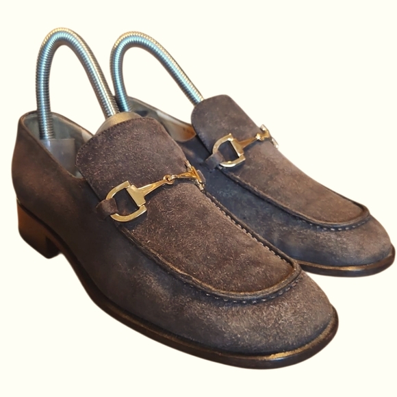 Gucci Women's Classic Brown Suede W/ Gold Horse Bit Loafers Size 5.5B - Picture 1 of 9